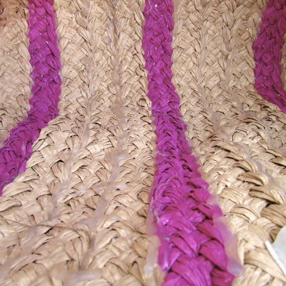 H&M pink stripe lightweight straw tote 17.75"X13" - Picture 7 of 8